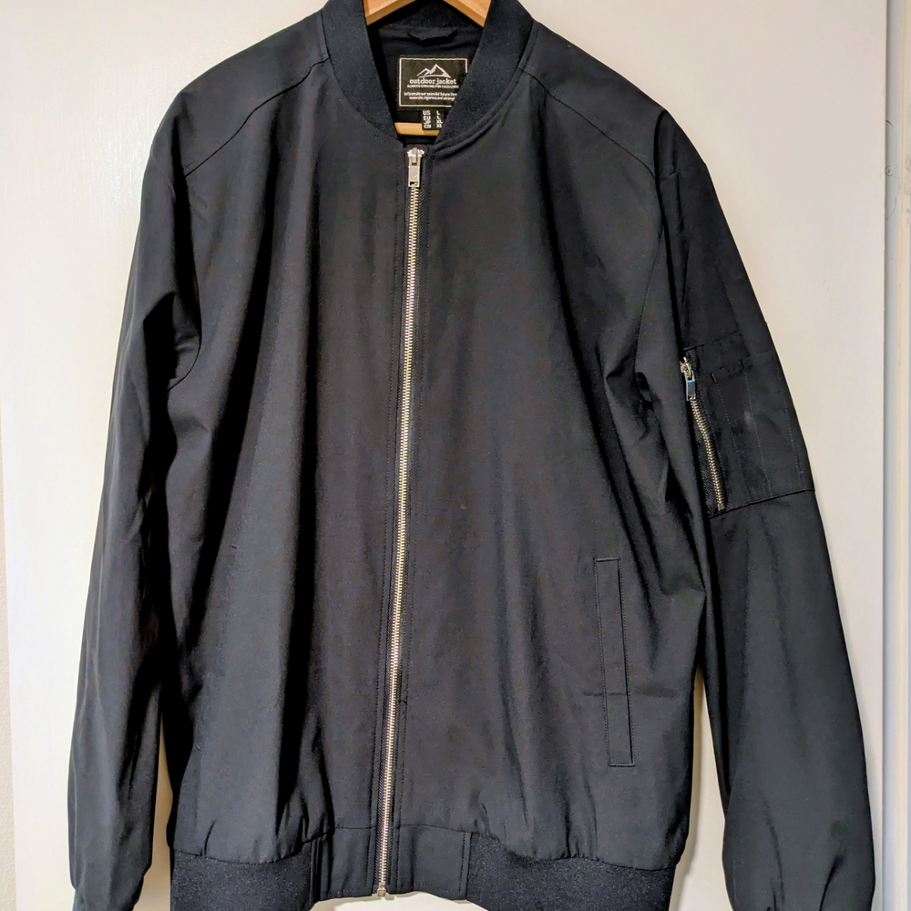 Men's Black Casual Jacket - Lightweight Bomber Style